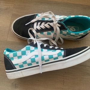Old Skool Light Blue Checkered Vans